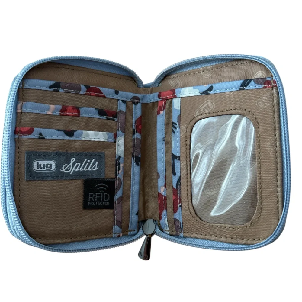 Lug Splits Quilted Nylon Wallet in BSM Blue Floral with RFID protection - Picture 3 of 5